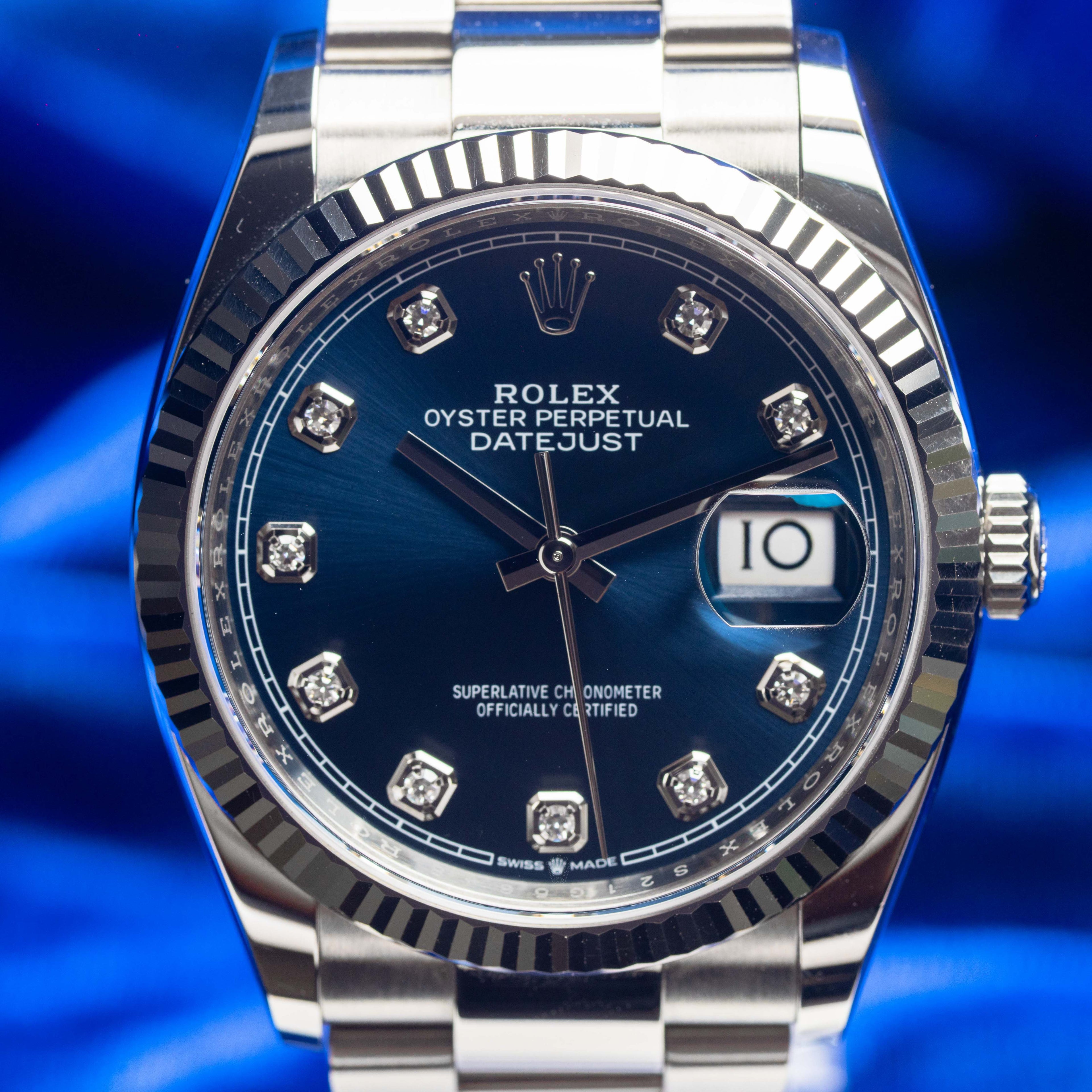 Rolex Datejust 36 Blue Diamond Dial, Oyster Bracelet - FULL SET - 126234