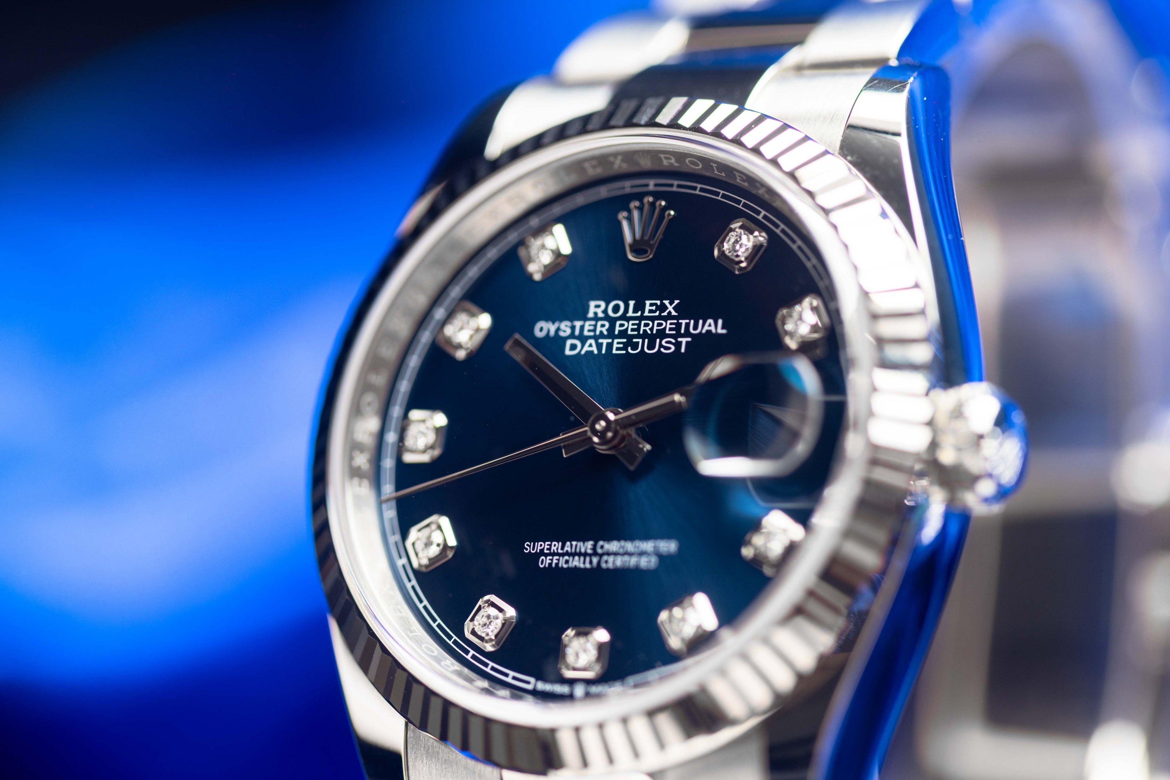 Rolex Datejust 36 Blue Diamond Dial, Oyster Bracelet - FULL SET - 126234