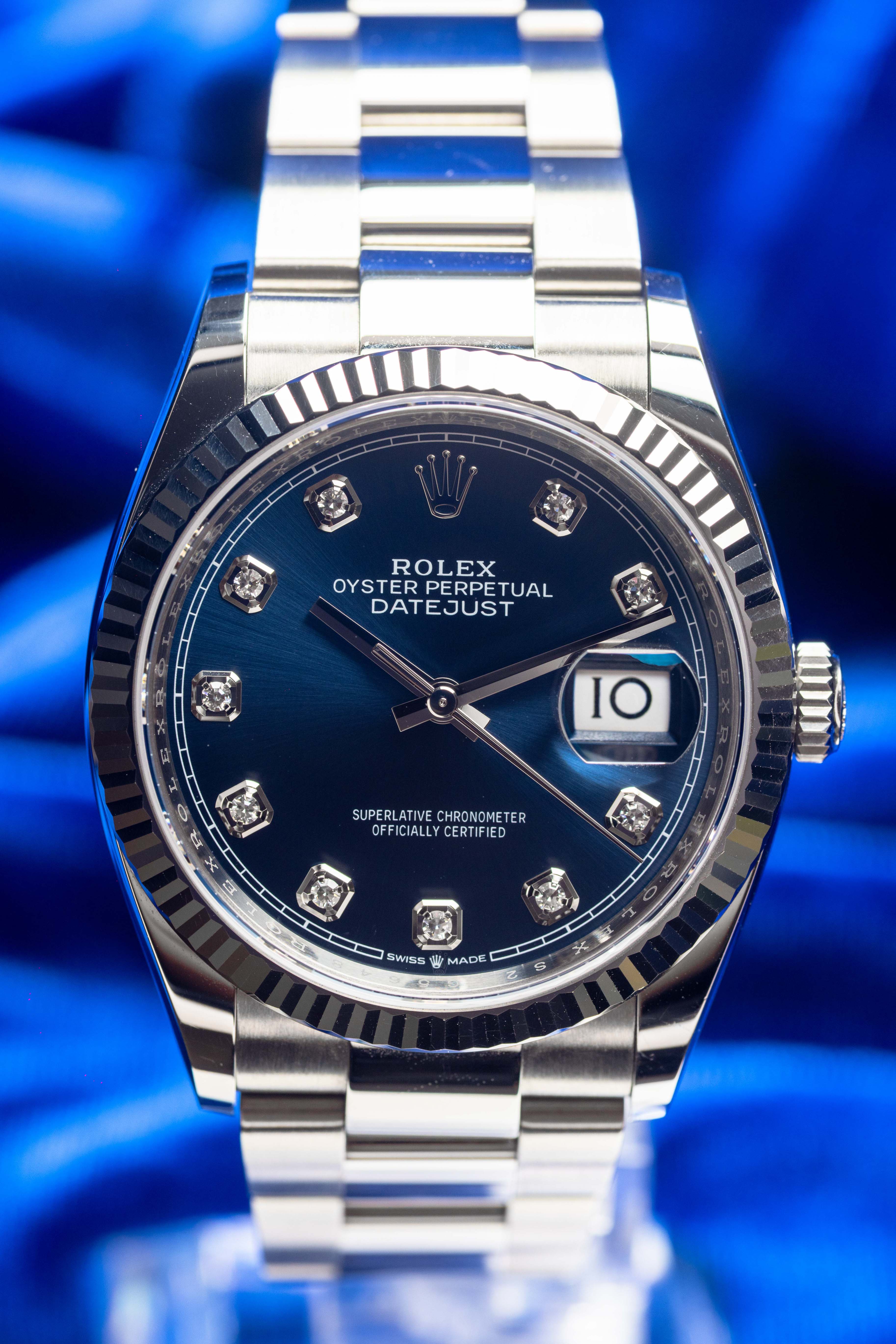 Rolex Datejust 36 Blue Diamond Dial, Oyster Bracelet - FULL SET - 126234