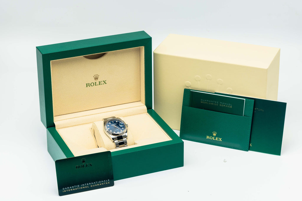 Rolex Datejust 36 Blue Diamond Dial, Oyster Bracelet - FULL SET - 126234